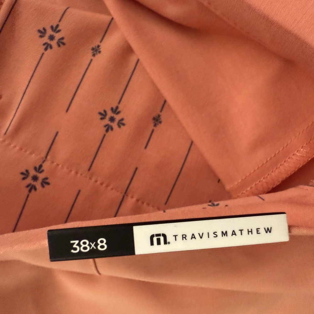 Travis Mathew Tech Chino Shorts Mens 38 Pink Terra Cota Performance Golf New - Picture 3 of 7